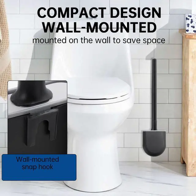 Alt view image 4 of 7 - RV Essentials, RV Toilet Brush Black Camper Must Have Silicone Toilet Brush for Travel Trailer, Wall Mounted Toilet Brush-Anti-Roll, Anti-Drip Design, Camper Must Haves