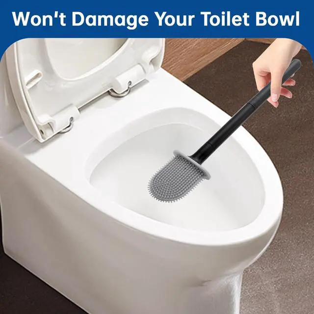 Alt view image 7 of 7 - RV Essentials, RV Toilet Brush Black Camper Must Have Silicone Toilet Brush for Travel Trailer, Wall Mounted Toilet Brush-Anti-Roll, Anti-Drip Design, Camper Must Haves
