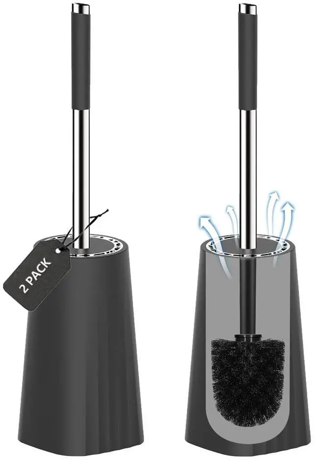 Main image of Toilet Brush, Compact Size Toilet Bowl Brush and Holder Toilet Brushes for Bathroom with Stainless Steel Handle Toilet Cleaner Brush with Durable Scrubbing Bristles, 2 Packs