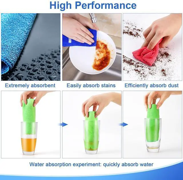 Alt view image 4 of 7 - 12Pcs Premium Microfiber Cleaning Cloth, Highly Absorbent Household Cleaning Supplies - for Kitchen Towels, Dish Cloths, Dust Rag