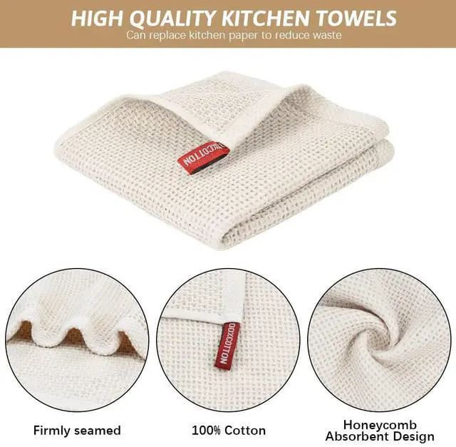 Alt view image 3 of 5 - 100% Cotton Cleaning Cloth,4 Pack Waffle Weave Cleaning Towels,Super Absorbent Dish Rags for Washing Dishes-12x12 Inch,Beige