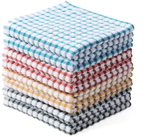 Main image of 100% Cotton Kitchen Dish Cloths for Washing Dishes, 12x12 Inches Dish Rags, Absorbent Kitchen Cloths Pack of 8, Quick Drying Cleaning Cloths