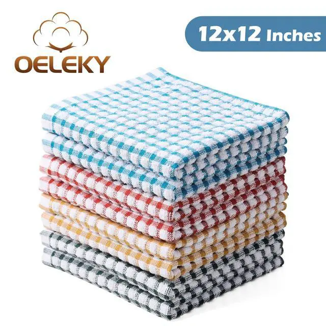 Alt view image 2 of 7 - 100% Cotton Kitchen Dish Cloths for Washing Dishes, 12x12 Inches Dish Rags, Absorbent Kitchen Cloths Pack of 8, Quick Drying Cleaning Cloths