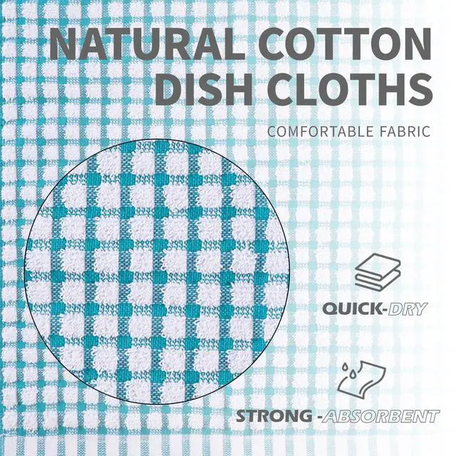 Alt view image 5 of 7 - 100% Cotton Kitchen Dish Cloths for Washing Dishes, 12x12 Inches Dish Rags, Absorbent Kitchen Cloths Pack of 8, Quick Drying Cleaning Cloths