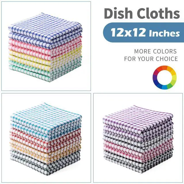 Alt view image 7 of 7 - 100% Cotton Kitchen Dish Cloths for Washing Dishes, 12x12 Inches Dish Rags, Absorbent Kitchen Cloths Pack of 8, Quick Drying Cleaning Cloths