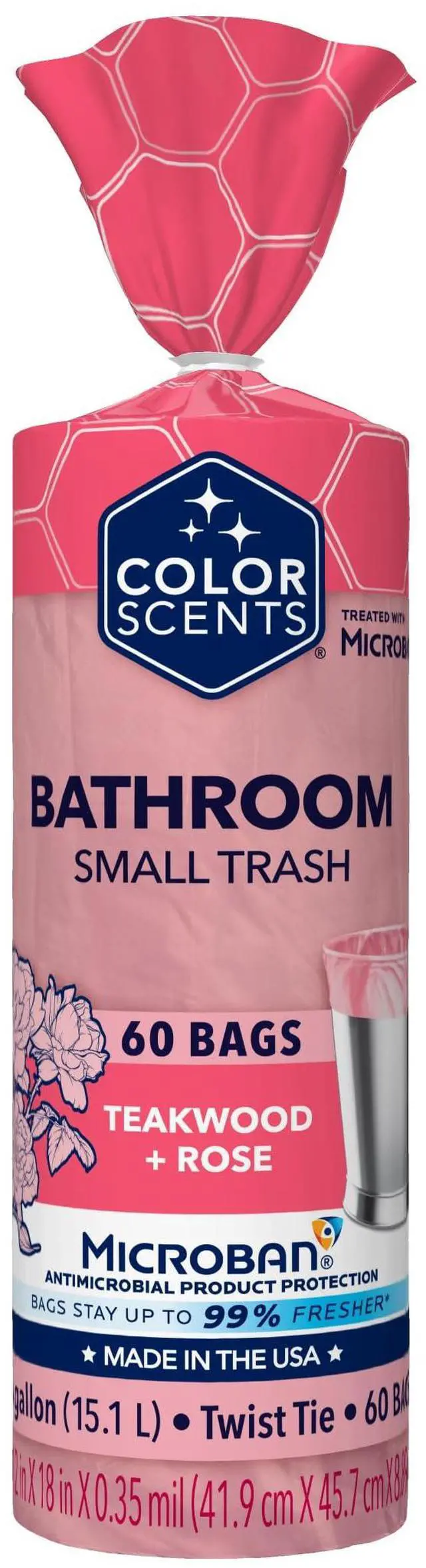 Main image of 4 Gallon Small Trash Bags Twist Tie 60 Count Teakwood + Rose