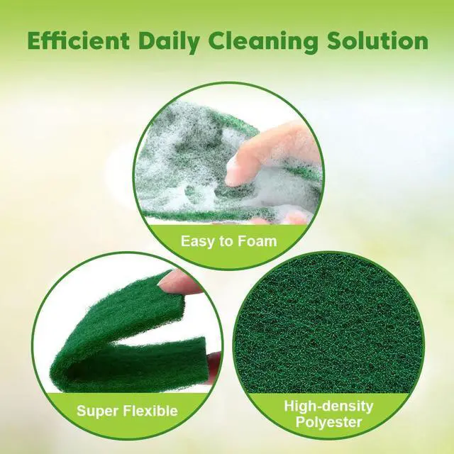 Alt view image 3 of 7 - Heavy Duty Scouring Pads, 24Pcs Household Scour Pads for Kitchen, Garage and Outdoors, Reusable Dish Scrubber Pads for Pan and Metal Grill - Green