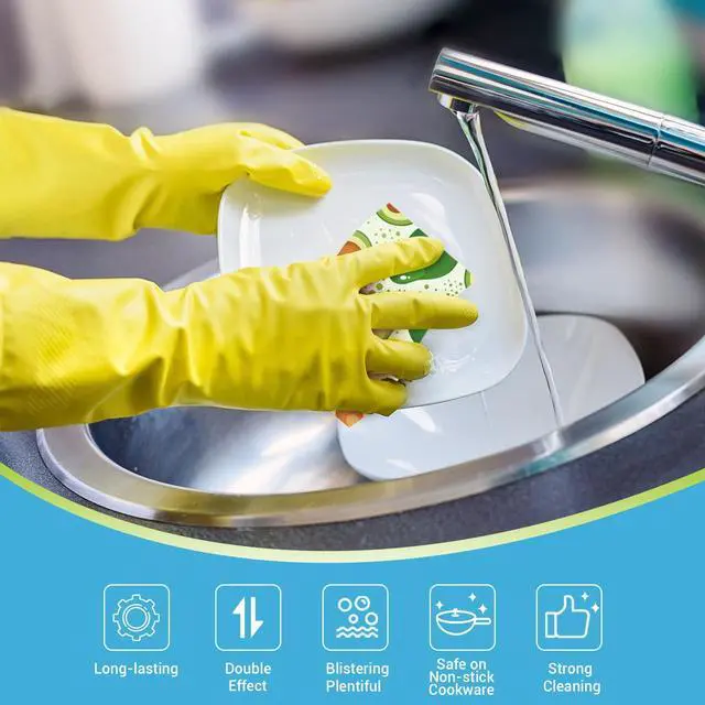 Alt view image 2 of 7 - Sponges Kitchen, Non-Scratch Scrub Sponge-6Count, Sponges for Non-Stick Cookware, Cellulose Sponge for Dishes, Cleans Fast Without Scratching, Cleaning Power for Kitchen, Bathroom, Household