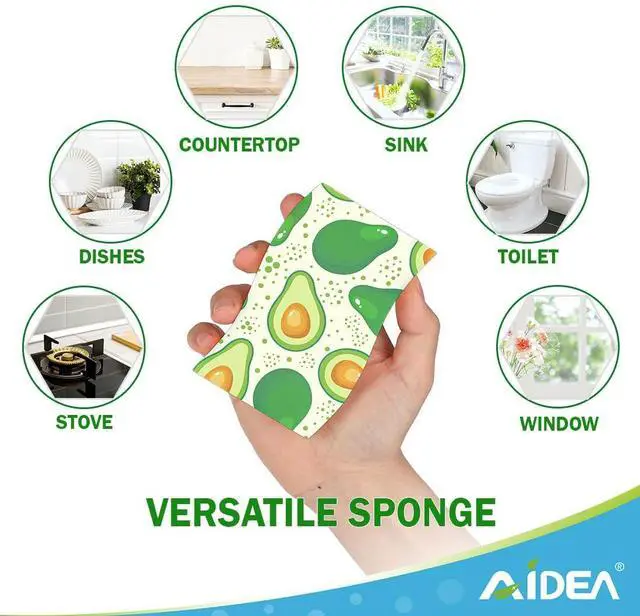 Alt view image 7 of 7 - Sponges Kitchen, Non-Scratch Scrub Sponge-6Count, Sponges for Non-Stick Cookware, Cellulose Sponge for Dishes, Cleans Fast Without Scratching, Cleaning Power for Kitchen, Bathroom, Household