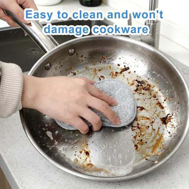 Alt view image 3 of 7 - 10 Pcs Wire Dish Cloth, 2025 Upgraded Double-Sided Cleaning Cloths, Silver Stainless Steel Mesh with Multi-Layer Cotton Yarn, Non-Scratch Metal Scrubbing Pads for Home Kitchen, Durable Reusabl
