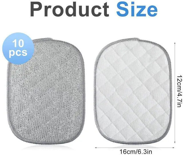 Alt view image 2 of 7 - 10 Pcs Wire Dish Cloth, 2025 Upgraded Double-Sided Cleaning Cloths, Silver Stainless Steel Mesh with Multi-Layer Cotton Yarn, Non-Scratch Metal Scrubbing Pads for Home Kitchen, Durable Reusabl