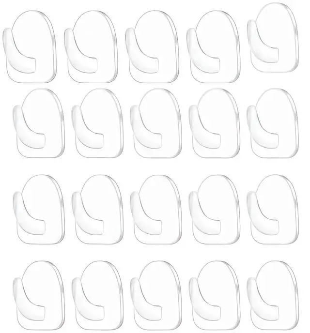 Main image of 20 Pcs Clear Adhesive Wall Hooks for Hanging, Small Plastic Sticky Hooks, Transparent Acrylic Sticky Hangers for Walls, Temporary Wall for Bathroom, for Kitchen Bathroom Bedroom Office