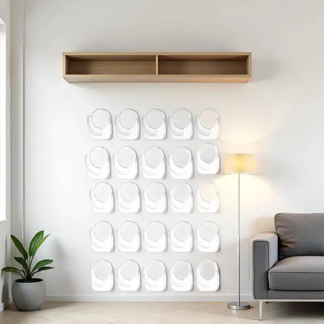 Alt view image 5 of 7 - 20 Pcs Clear Adhesive Wall Hooks for Hanging, Small Plastic Sticky Hooks, Transparent Acrylic Sticky Hangers for Walls, Temporary Wall for Bathroom, for Kitchen Bathroom Bedroom Office