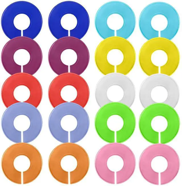 Main image of Closet Dividers Organizers for Hanging Clothes Clothes Organizer for Closet Writable and Reusable Clothing Rack Divider for Wardrobe, Rack, Store, Boutique Sorting Clothing Size, Color 20 PCS 10-Color