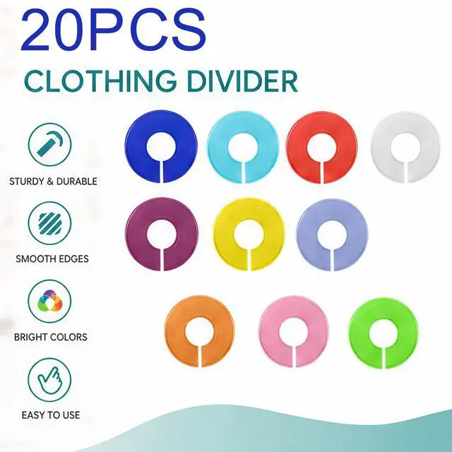 Alt view image 2 of 7 - Closet Dividers Organizers for Hanging Clothes Clothes Organizer for Closet Writable and Reusable Clothing Rack Divider for Wardrobe, Rack, Store, Boutique Sorting Clothing Size, Color 20 PCS 10-Color