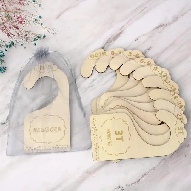Alt view image 4 of 6 - Wood Baby Closet Dividers for Baby Clothes, 10x Double-Sided Organizer - Baby Clothing Size Age Dividers, Baby Clothes Dividers, and Nursery Closet Organizers