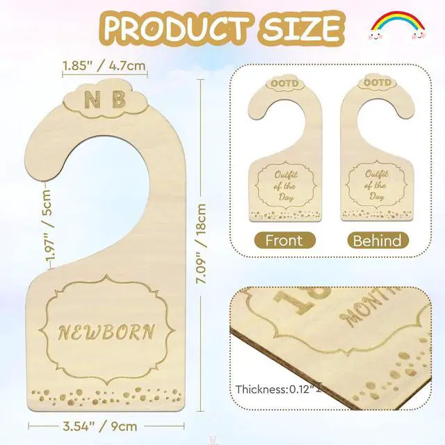 Alt view image 3 of 6 - Wood Baby Closet Dividers for Baby Clothes, 10x Double-Sided Organizer - Baby Clothing Size Age Dividers, Baby Clothes Dividers, and Nursery Closet Organizers