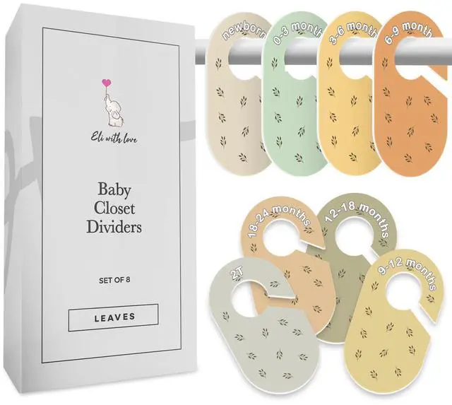 Main image of Baby Closet Dividers (Leaves) - Ideal Baby Clothes Dividers Organize Nursery Closet Hangers by Size/Age