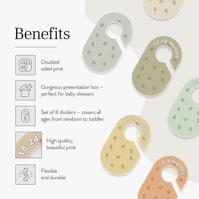 Alt view image 4 of 7 - Baby Closet Dividers (Leaves) - Ideal Baby Clothes Dividers Organize Nursery Closet Hangers by Size/Age