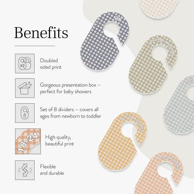 Alt view image 4 of 7 - Baby Closet Dividers (Gingham) - Ideal Baby Clothes Dividers Organize Nursery Closet Hangers by Size/Age