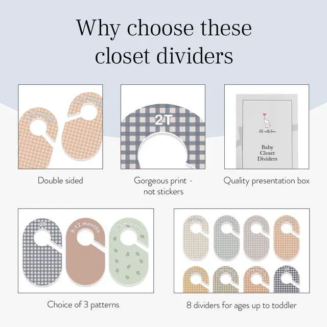 Alt view image 5 of 7 - Baby Closet Dividers (Gingham) - Ideal Baby Clothes Dividers Organize Nursery Closet Hangers by Size/Age