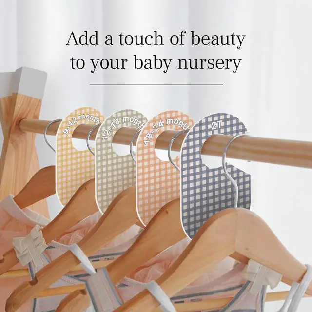 Alt view image 7 of 7 - Baby Closet Dividers (Gingham) - Ideal Baby Clothes Dividers Organize Nursery Closet Hangers by Size/Age