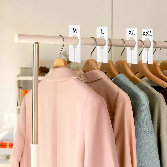 Alt view image 4 of 7 - Closet Dividers, 8 Pcs White Closet Rack Dividers for Hanging, Clothing Plastic Rack Size Divider Rectangular Reusable Closets Separators Closets Labels Divider