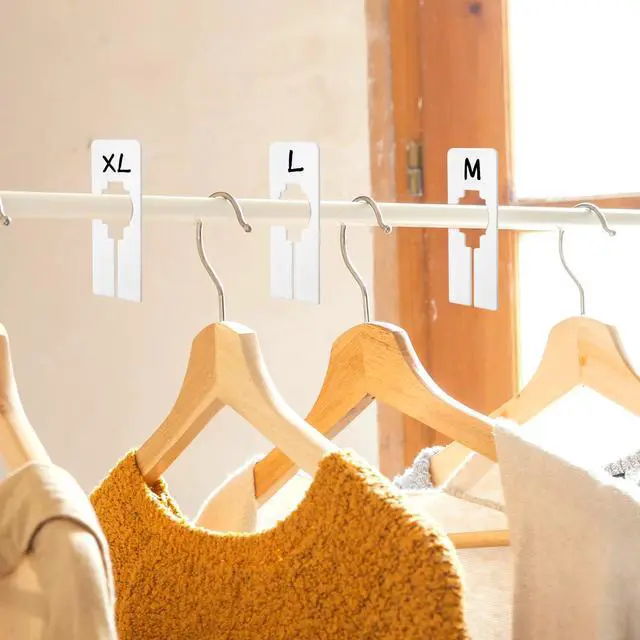 Alt view image 6 of 7 - Closet Dividers, 8 Pcs White Closet Rack Dividers for Hanging, Clothing Plastic Rack Size Divider Rectangular Reusable Closets Separators Closets Labels Divider