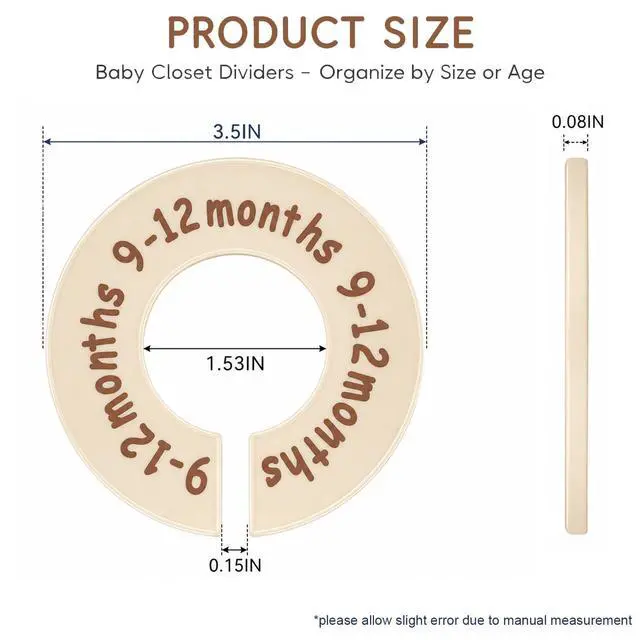 Alt view image 2 of 7 - 12 Pcs Baby Closet Dividers for Clothes, Round Baby Clothes Organizer Set with 4 Blank Dividers, Baby Closet Organizer with Clear Size Labels, Fits Most Rods