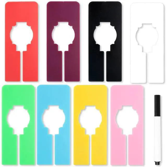 Main image of 9 Pcs Closet Rack Dividers - 8 Colors Rectangular Plastic Hanging Clothing Hanger Dividers with Bonus Marker, Writable Reusable Closet Separators for Wardrobe Sorting Clothes Size Color Brand