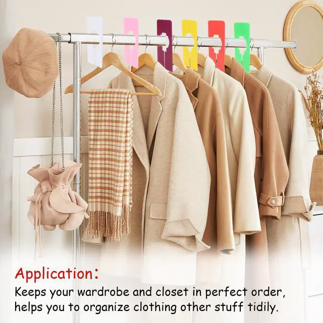 Alt view image 5 of 6 - 9 Pcs Closet Rack Dividers - 8 Colors Rectangular Plastic Hanging Clothing Hanger Dividers with Bonus Marker, Writable Reusable Closet Separators for Wardrobe Sorting Clothes Size Color Brand