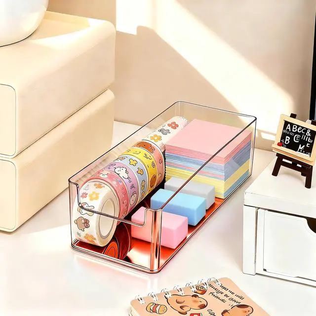 Alt view image 2 of 7 - 3pcs Plastic Drawer Organizer, 3 Sizes Desk Drawer Divider Organizers and Containers for Makeup, Jewerly, Kitchen drawer organizers, Bedroom, Bathroom, Office supply for storage(Rose Gold)