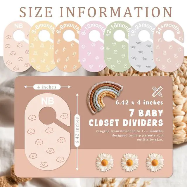 Alt view image 2 of 7 - Baby Closet Dividers, Double-Sided Cute Design Baby Clothes Dividers for Closet, Baby Clothes Organizer for Sorting Clothing in 7 Sizes from Newborn to 12+ Months