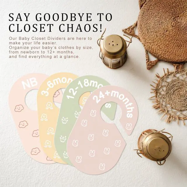 Alt view image 3 of 7 - Baby Closet Dividers, Double-Sided Cute Design Baby Clothes Dividers for Closet, Baby Clothes Organizer for Sorting Clothing in 7 Sizes from Newborn to 12+ Months