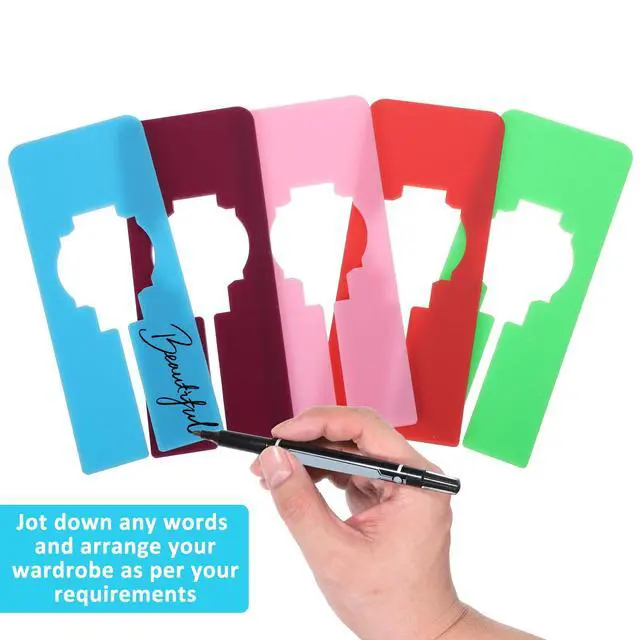 Alt view image 4 of 7 - 8 Pcs Rectangular Colorful Hanging Closet Size Dividers 8 Colors Closet Rack Dividers Plastic Clothing Hanger Divider Rack Size Divider Reusable Closets Separators Closets Labels for Sorting Clothes
