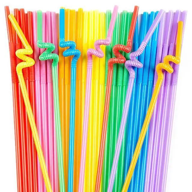 Main image of 100PCS 12.6 inch Extra Long Colorful Plastic Straws Disposable,Bendy Straws Drinking Plastic,Party Fancy Flexible Disposable Straw