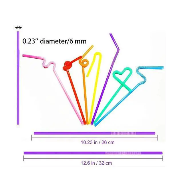 Alt view image 6 of 6 - 100PCS 12.6 inch Extra Long Colorful Plastic Straws Disposable,Bendy Straws Drinking Plastic,Party Fancy Flexible Disposable Straw