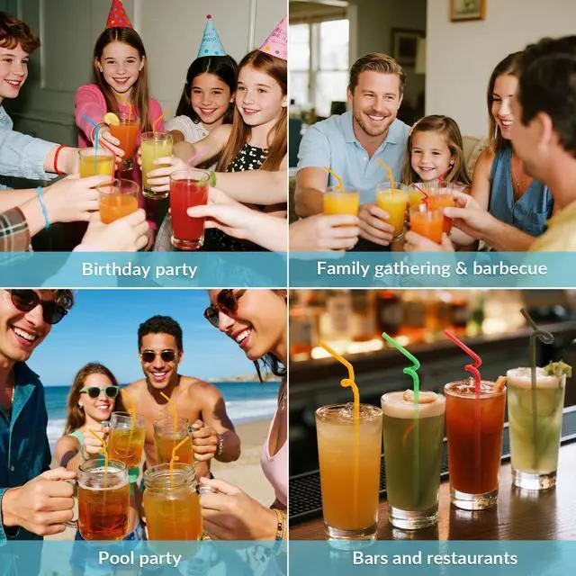Alt view image 3 of 6 - 100PCS 12.6 inch Extra Long Colorful Plastic Straws Disposable,Bendy Straws Drinking Plastic,Party Fancy Flexible Disposable Straw