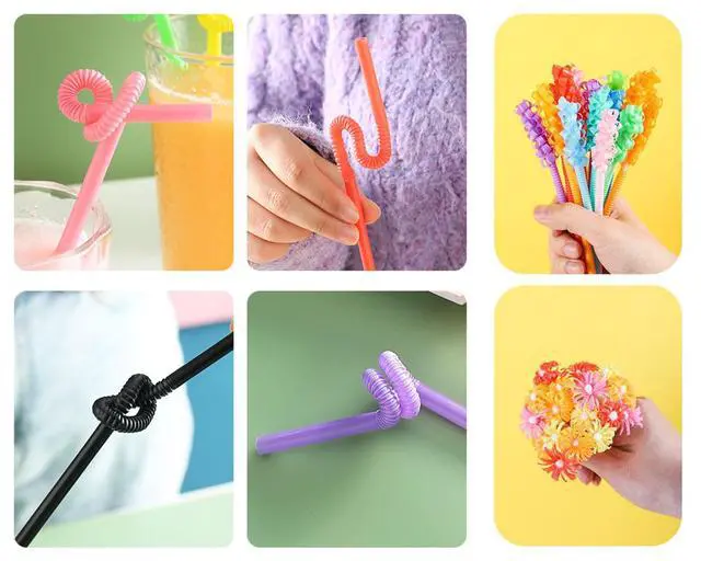 Alt view image 5 of 6 - 100PCS 12.6 inch Extra Long Colorful Plastic Straws Disposable,Bendy Straws Drinking Plastic,Party Fancy Flexible Disposable Straw