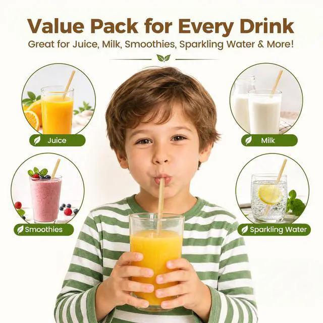 Alt view image 6 of 7 - 60PCS Sugarcane Straws, 7.7 Inch Drinking Straws for Hot Cold Drinks