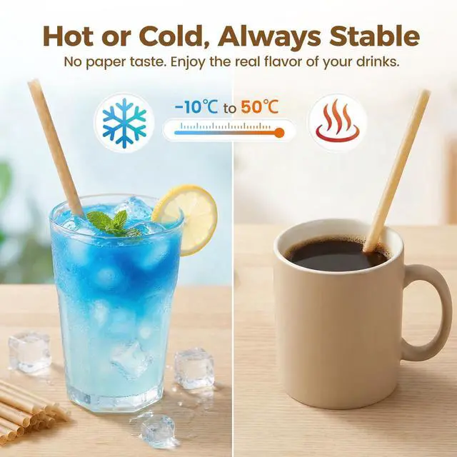 Alt view image 5 of 7 - 60PCS Sugarcane Straws, 7.7 Inch Drinking Straws for Hot Cold Drinks