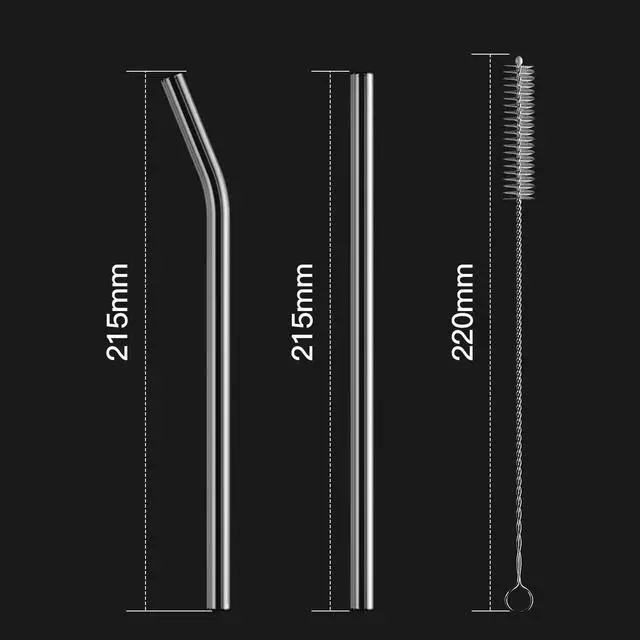 Alt view image 3 of 5 - 4-Pack Reusable Glass Straw, Size 8.5''x10 MM,Including 2 Straight and 2 Bent with 2 Cleaning Brush- Perfect For Smoothies, Tea, Juice
