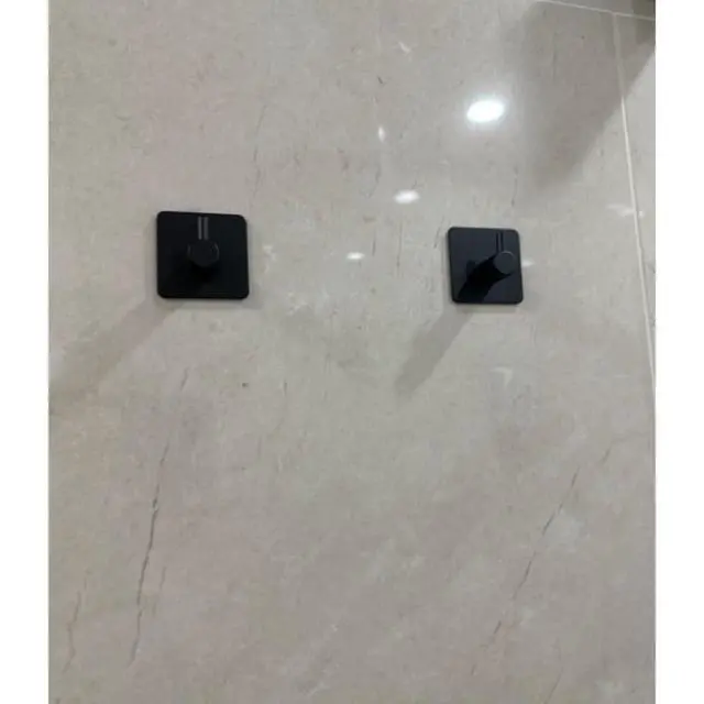 Alt view image 3 of 4 - 4 Pcs Adhesive Hooks Heavy Duty Shower Hook Waterproof, Black Stick on Hooks for Hanging Loofah Towel Robe Clothes, Removable Stainless Steel Bathroom Adhesive Wall HooksBlack