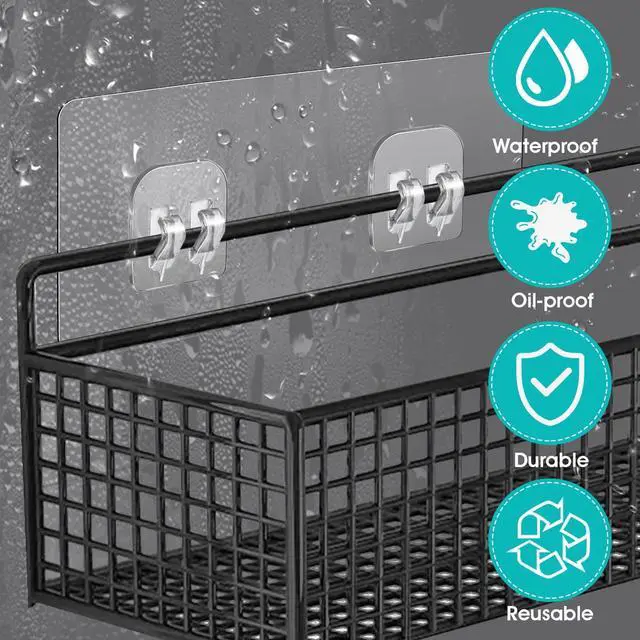 Alt view image 4 of 7 - 4 Pack Shower Caddy Adhesive Replacement, Strong Adhesive Sticker Hooks for Corner Shower Caddy Bathroom Shelf Basket Soap Dish Hanging Hooks Kitchen Accessories No Drilling