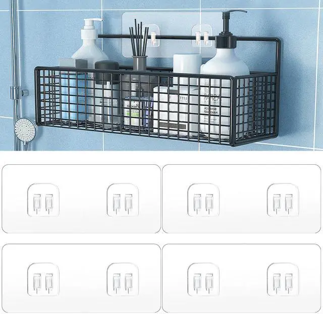 Alt view image 5 of 7 - 4 Pack Shower Caddy Adhesive Replacement, Strong Adhesive Sticker Hooks for Corner Shower Caddy Bathroom Shelf Basket Soap Dish Hanging Hooks Kitchen Accessories No Drilling