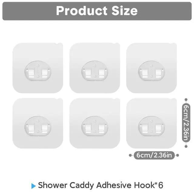 Alt view image 2 of 7 - 6 Pack Shower Caddy Adhesive Replacement, Strong Adhesive Hooks for Shower Shelf, Waterproof Adhesive Hooks, No Drilling, for Bathroom Shelves, Kitchen Racks and Soap Holder