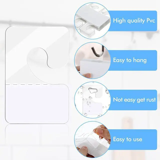 Alt view image 3 of 7 - 100Pcs Sticky Hang Tabs, Self Adhesive J-Hook Hanging Tabs Plastic Hang Tags for Retail Display Clear Sticky Tab Hanging Tags for Display Pegboard
