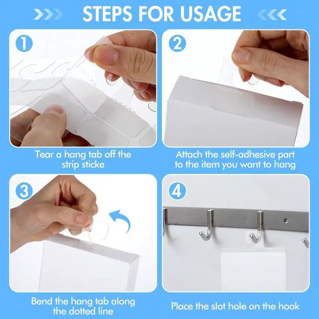 Alt view image 5 of 7 - 100Pcs Sticky Hang Tabs, Self Adhesive J-Hook Hanging Tabs Plastic Hang Tags for Retail Display Clear Sticky Tab Hanging Tags for Display Pegboard