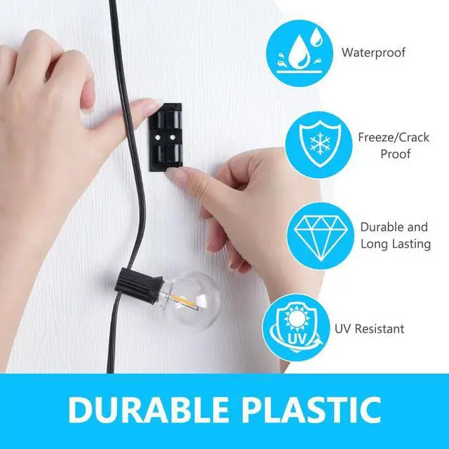 Alt view image 4 of 7 - 15 Hooks for Outdoor String Lights Clips,Outdoor Light Clips, Black