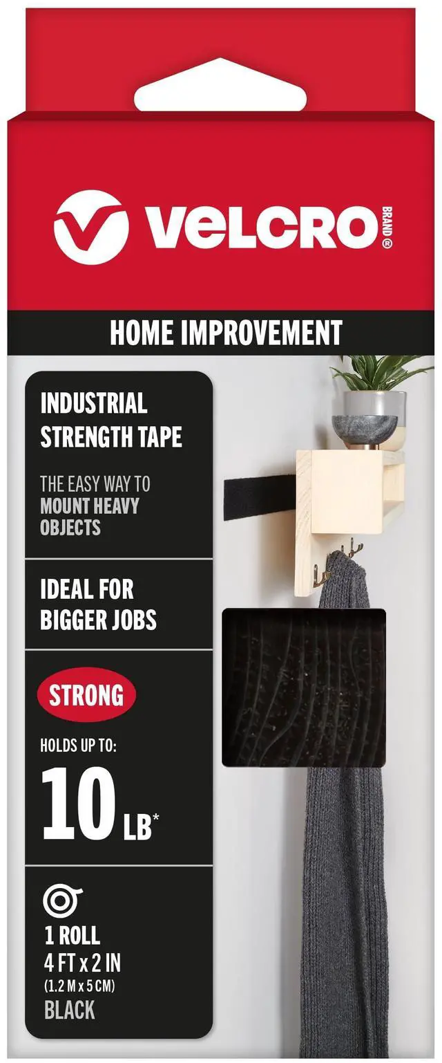 Main image of Industrial Strength | Indoor & Outdoor Use | Superior Holding Power on Smooth Surfaces | Size 4ft x 2in | Tape, Black - Pack of 1, (Model: 90593)
